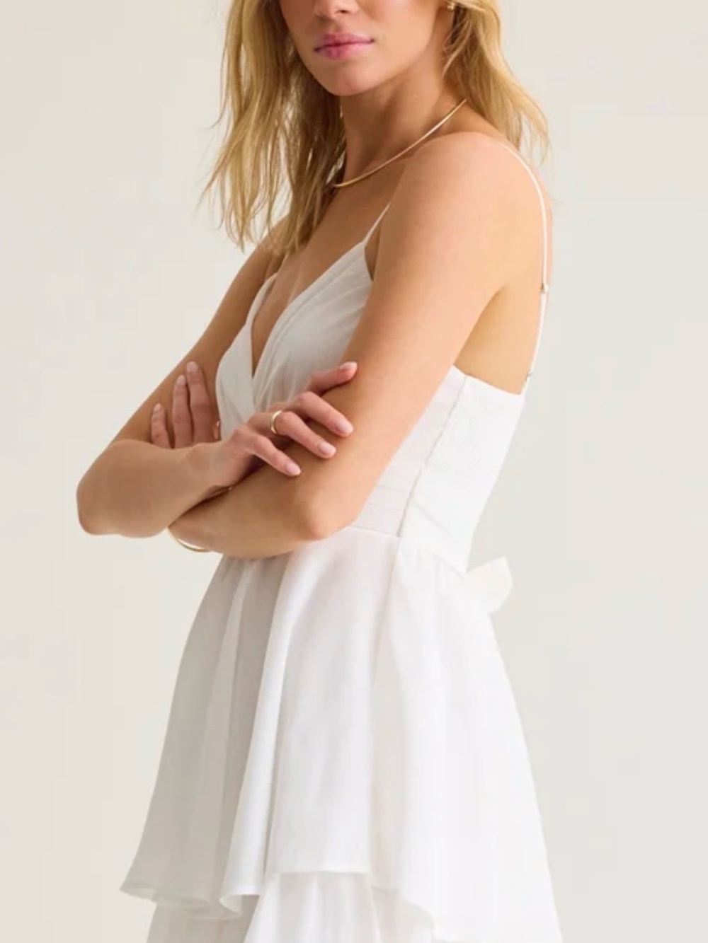 Altar'd State White Chiffon Double Layer Romper Dress Medium - Picture 2 of 14